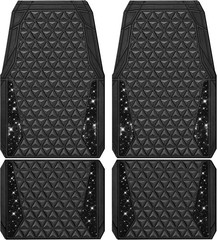 CAR PASS Bling Diamond Car Mats Rubber Floor Mats Full Set Anti-Slip 3D Rhombus
