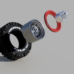1/24 Scale Resin 15″ Bead lock Wheels & Thornbird Mud Tires Set Of 5 3D Printed