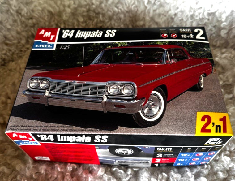 AMT – 1964 Chevrolet Impala SS Model Car Kit Unassembled Open Box Skill Level 2