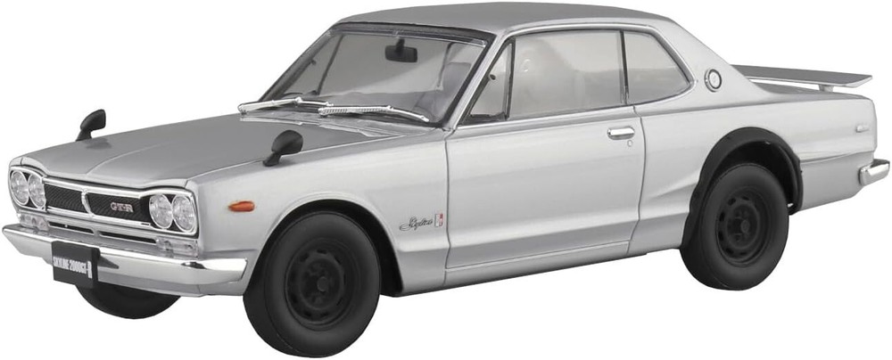 Aoshima 1/24 RAKUPLA SNAP CAR KPGC10 SKYLINEHT 2000GT-R 1971 SILVER Kit 01-SI