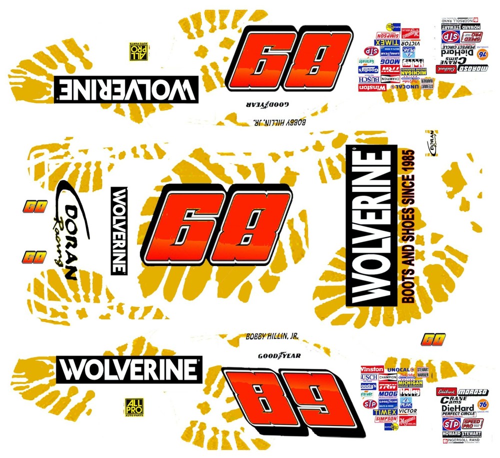 #89 Bobby Hillin Wolverine Ford 1/24th – 1/25th Scale Decals NASCAR