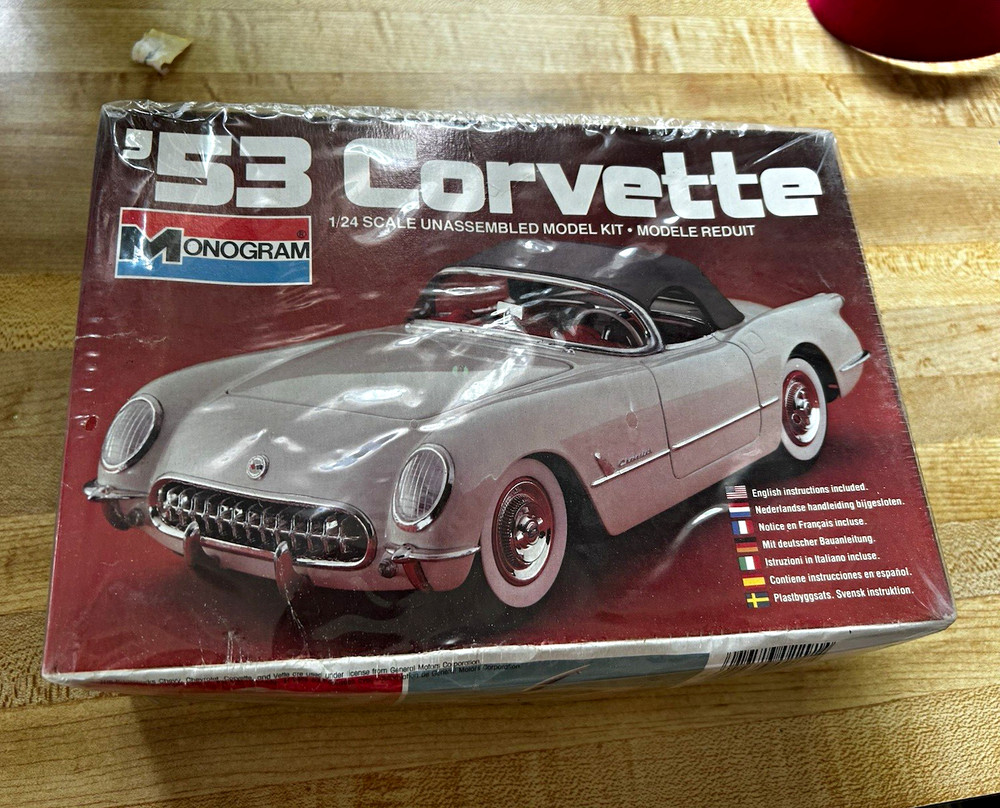 Monogram ’53 Corvette 1:24 Scale Transportation Model Kit- Unassembled Kit