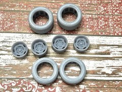 1/24 Scale: 15-inch “Capless Chevy Rally” Resin Wheels W/ Wide Rear Tires