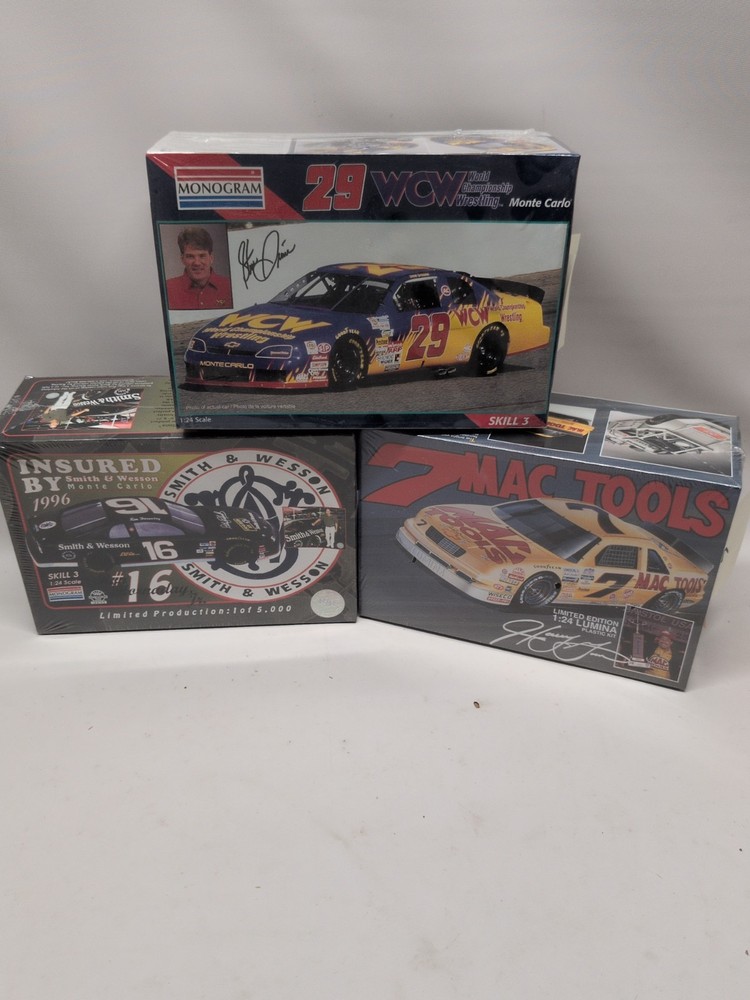 Lot(3) Monogram NASCAR Kits WCW Mac Tools Smith/Wesson Factory Sealed