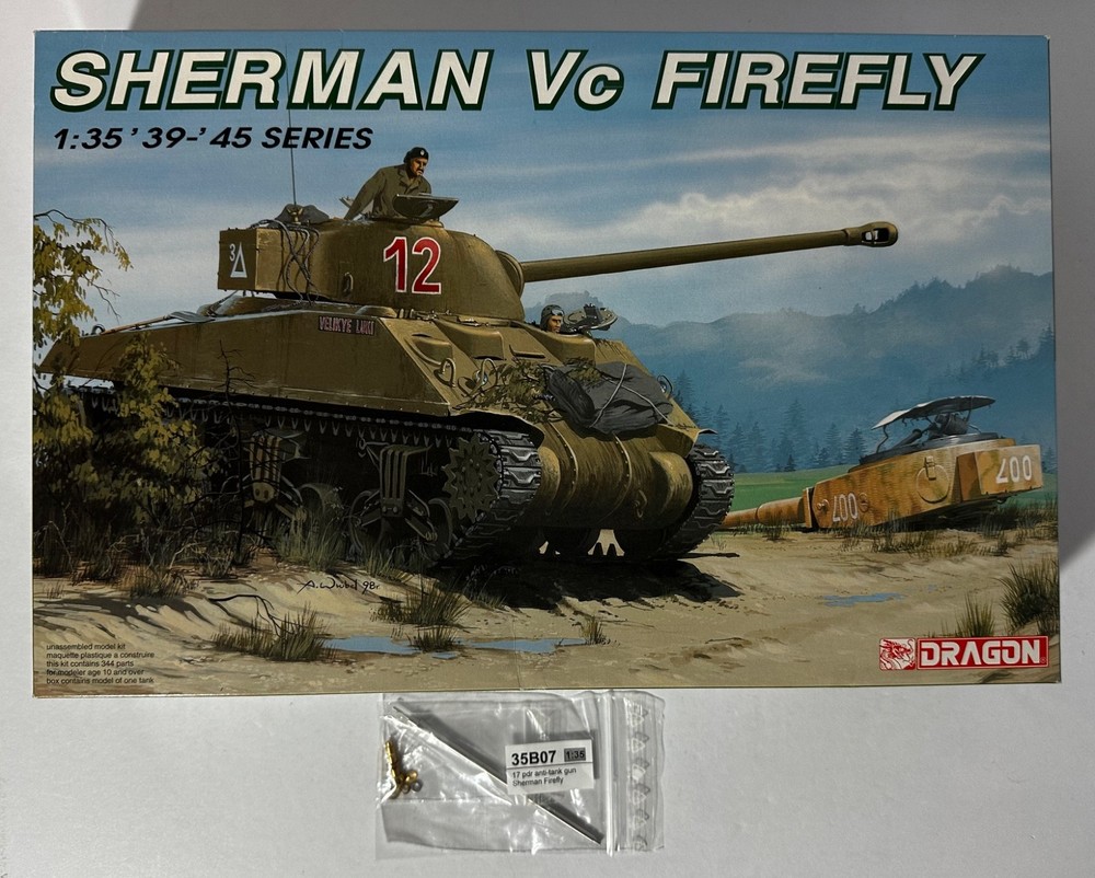 Lot: VTG Dragon #6121 1/35 Scale Sherman Vc Firefly w/RARE RB Model Metal Barrel