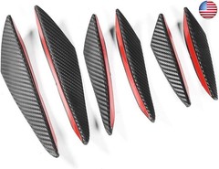 EVGATSAUTO Bumper Canard, 6pcs Carbon Fiber Texture Car Bumper Fin Canard