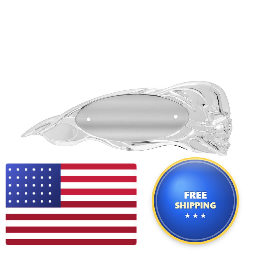 Gg Grand General 97044 Chrome Plastic Flamed Skull Emblem Accent L/H