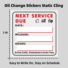 140 PCS Oil Change Stickers Static Cling, 2×2 Inches Oil Change Reminder Sticker