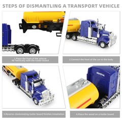 1/50 Scale Long-Nose Tanker Semi Truck with Fuel Tank Trailer Die-Cast Alloy Mod