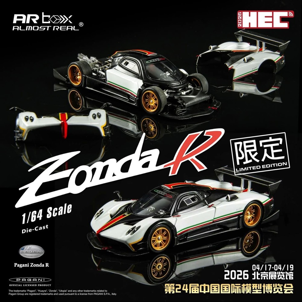 Almost Real 1:64 – AR box Pagani Zonda R White Italian Livery 2026 HEC EXPO
