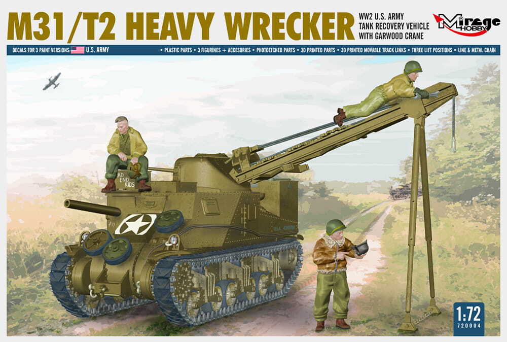 MIRAGE 720004 1:72 M31/T2 HEAVY WRECKER, WW2 US Tank ARV with Garwood Crane