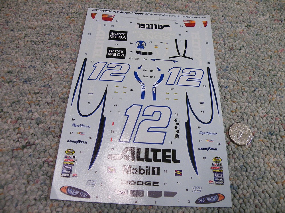 Revell Monogram decals 1/24 1/25 #12 2004 Alltel Dodge C90