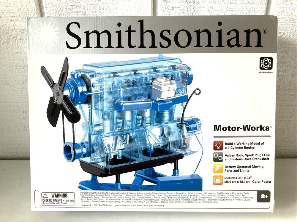 Smithsonian Motor Works 4 Cylinder Motor Model Kit Educational Toy Kids Adults