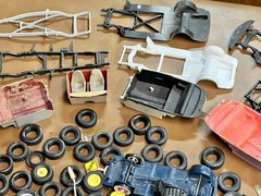 VINTAGE JUNKYARD LOT MODEL CAR TIRES WHEELS RAT ROD CAR PARTS PROJECT REPAIR