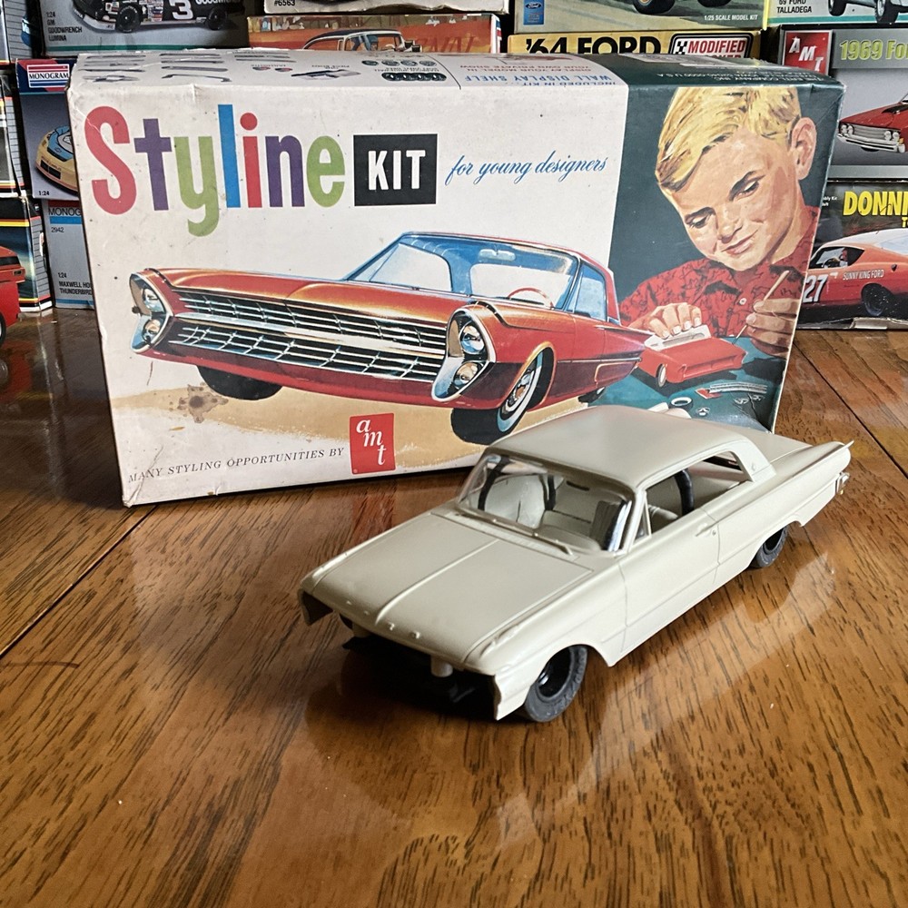 Built Model Car, STARTED AMT Skyline Kit Ford Galaxy Vintage Type Race Car
