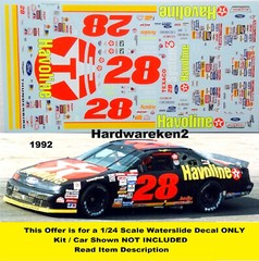 NASCAR DECAL #28 HAVOLINE 1993 FORD THUNDERBIRD DAVEY ALLISON 1/24