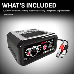 6A Car Battery Charger and Maintainer, 80A Engine Starter, 20A Boost, 12V for Po
