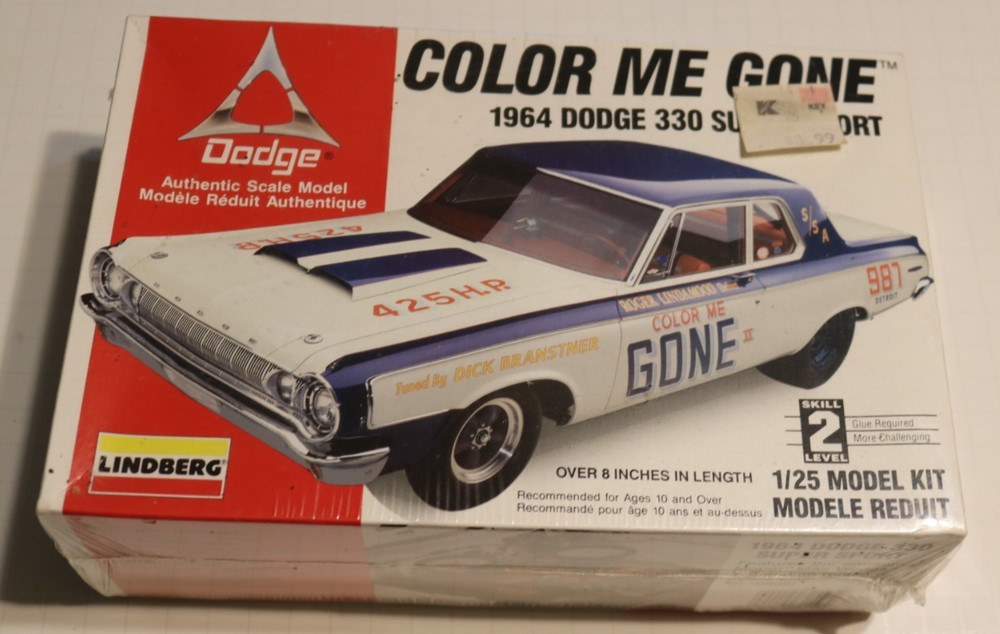 Lindberg Color Me Gone 1964 Dodge 330 Super Stock Model sealed kit 1996 MOPAR