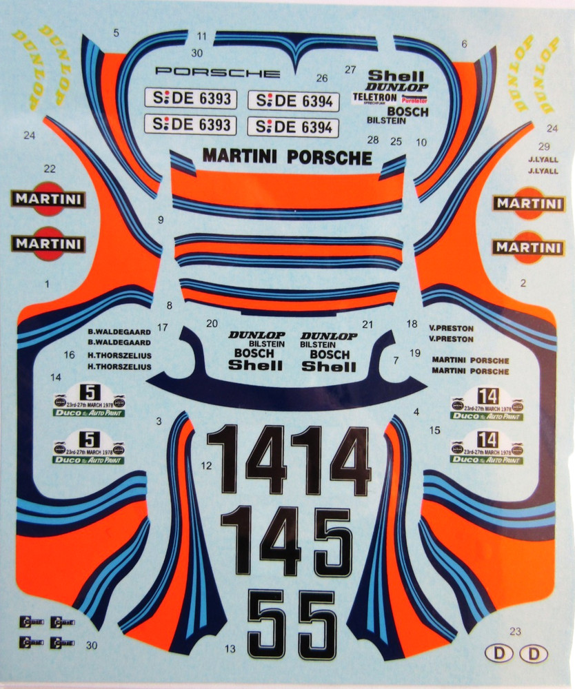 Decalpool 1/24 Scale Porsche 911SC Martini Safari 1978 Decalsheet DP258 for NuNu
