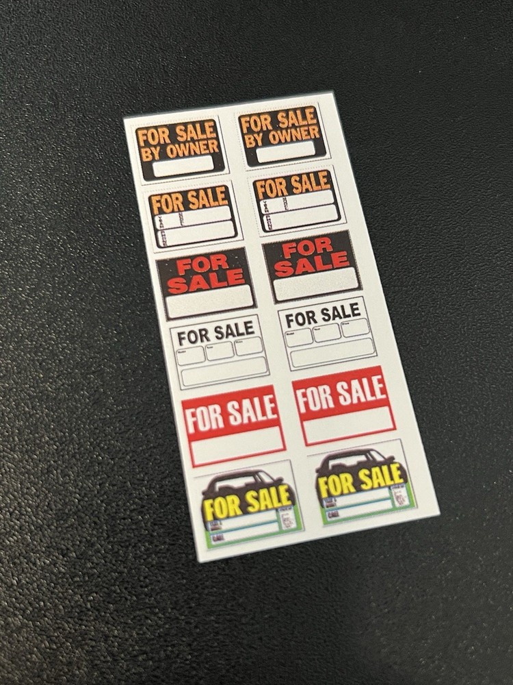 1/24,1/25 Model Car For Sale Signs ,Media Detail, Diorama, Lowrider,Custom
