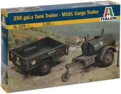 Italeri #229 250 gal. tank Trailer & M101 Cargo Trailer 1:35 NIB Free Shipping