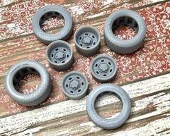 1/24 Scale: 15-inch “70’s Chevy Rally Six Slot” Resin Wheels W/ Wide Rear Tires