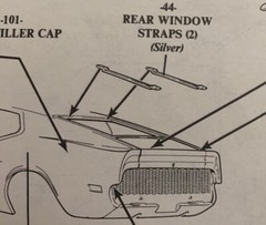 71 Mustang Boss 351 REAR WINDOW STRAPS 140 1623B Model Car Parts COMBINE PARTS