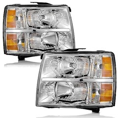 Headlights for OE Replacement Clear Lens I Chrome housing I Amber Reflector
