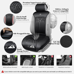 Car Seat Protector, Sideless Seat Covers for Cars, All Season Waterproof Nappa L