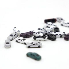 12pcs 1:250-300 Miniature Cars Model Toys Painted ABS Vehicle for Railway Train~