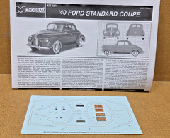 1940 FORD Standard Coupe DECALS & INSTRUCTIONS 1/25 Scale Monogram Model PARTS