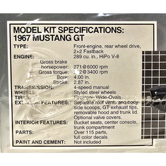 VTG AMT ERTL 1967 Ford Mustang GT Fastback 1:25 Plastic Scale Model #6631 1994