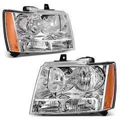Headlights Chrome Housing Amber Reflector Clear Lens Fit 07-13 Avalanche