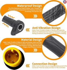 20X Full Twist Throttle Grip Ebike Twist Throttle 3 Pin with Waterproof