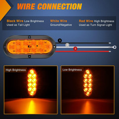 6 Inch Oval Amber LED Trailer Tail Lights 2PCS 10 Leds Waterproof Turn Signalstr