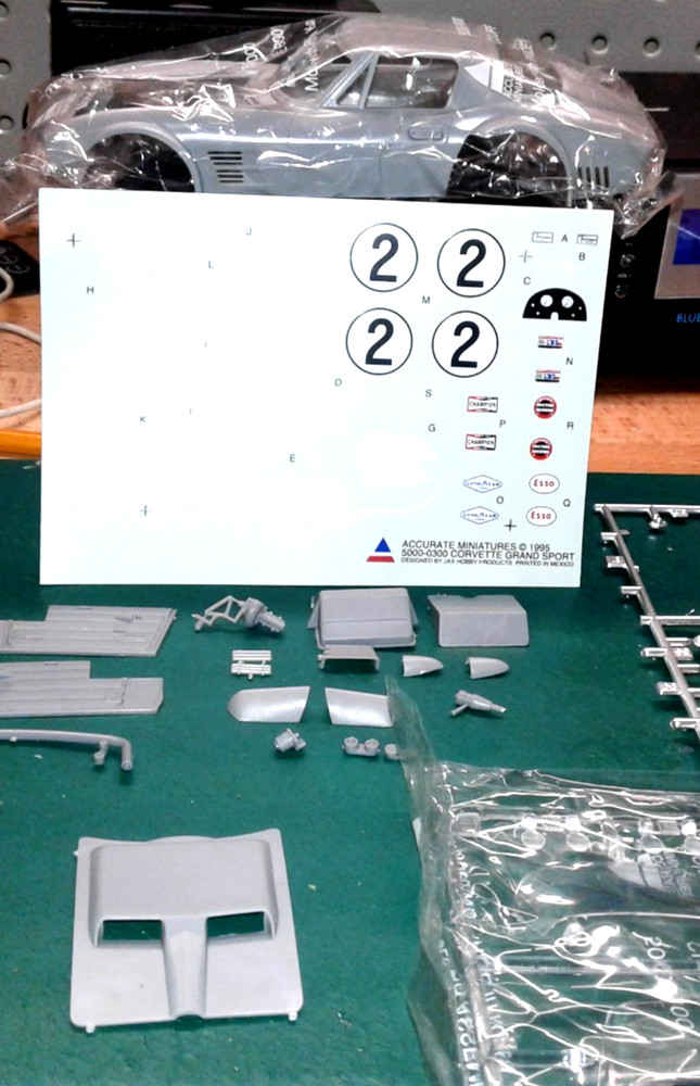 GRAND SPORT CORVETTE BODY,PHOTO ETCHED & DETAIL KIT,DECALS ,INTERIOR,GLASS,TRIM
