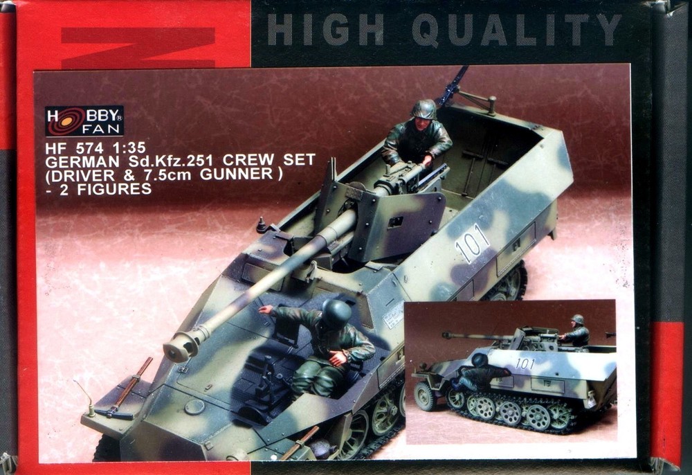 Hobby Fan 1/35 HF-574 WWII German Sd.Kfz.251 Crew (Driver, 7.5cm Gunner) – 2 Fig