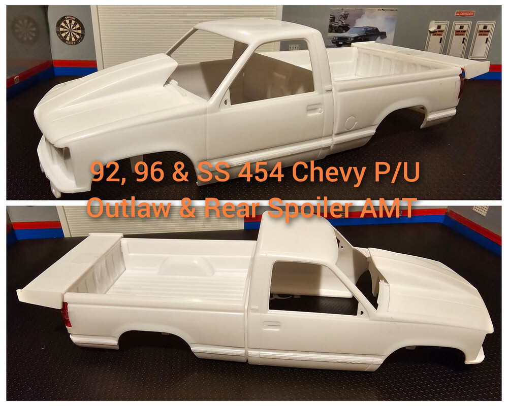 Resin Outlaw Hood & Rear Spoiler Combo for ’92, ’96 & 454 SS Chevy P/U AMT 1/25.