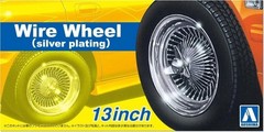 Aoshima 1/24 Lowrider Chrome Wire Wheel 13″ w/ Tires + License Plate Decals