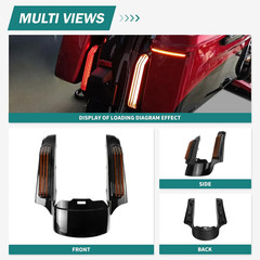 Rear Fender Fascia Extension Fit for Harley Touring Mudguard with LED Turn Signa