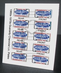 1960s – 1970s GUARANTY CHEVROLET LICENSE PLATES for 1/25 scale MODEL CARS — READ