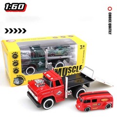 1:64 Alloy Muscle Truck Flatbed Transport Car Vehicles Model Diecasts Metal Trai