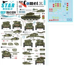 Decals for 1/35 A34 Comet. WWII British markings. 7th & 1th Armoured Divisions