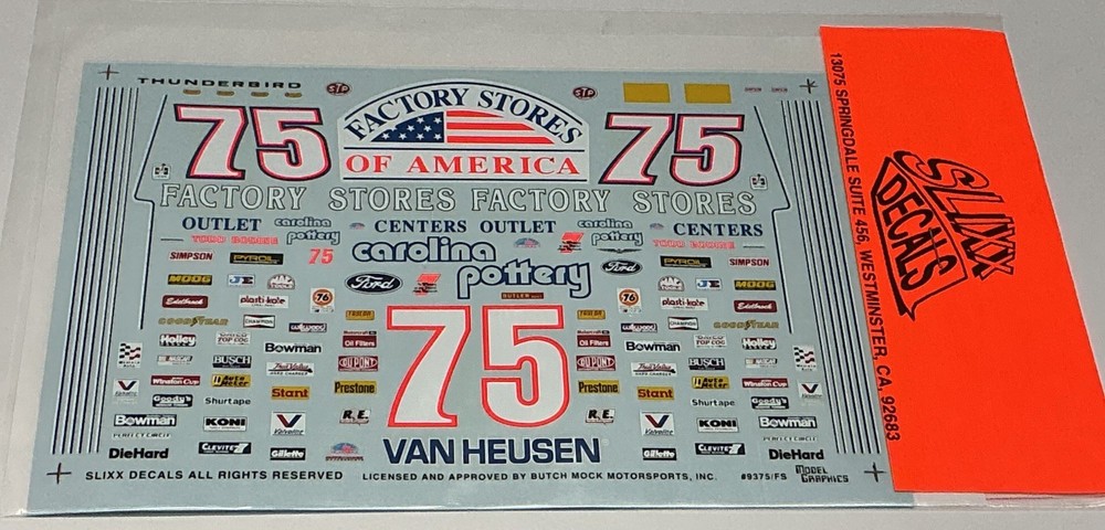 Slixx Decals 1:24-1:25 Scale #75 Todd Bodine Factory Stores Of America New