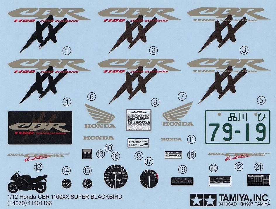 Tamiya Decals 1/12 HONDA CBR1100XX SUPER BLACKBIRD .Item14070 from Japan