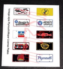 VINTAGE STYLE PLYMOUTH MOPAR miniature LICENSE PLATES for 1/25 scale MODEL CARS