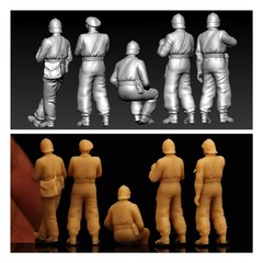 3D Printed 1/72/64/48 WWII Polish Tank Crew 5pc Unpainted Model