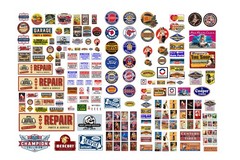 1:64 scale model auto engine repair shop car garage signs