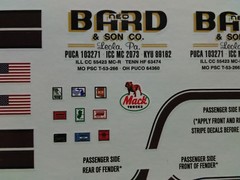 Mack R685ST 1/25 AMT big rig semi truck tractor waterslide decal sheet