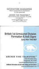 Archer British 1st Armoured Division Senior Brigade Transfers Decals AR35150